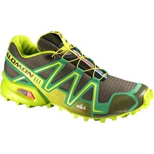 SALOMON Speedcross 3 Green Gray Trail Running Shoes Size 9.5 Men's